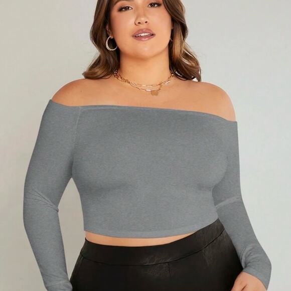 SHEIN Tops - SHEIN BASICS Plus Off Shoulder Crop long sleeve 3x